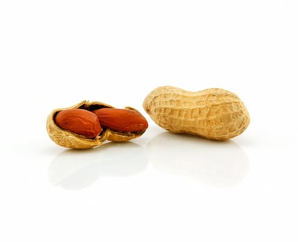 Ripe Dried Peanut Isolated on White Background