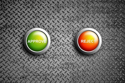 approve and reject button on diamond steel texture