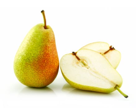 Sliced Ripe Pear Isolated on White Background