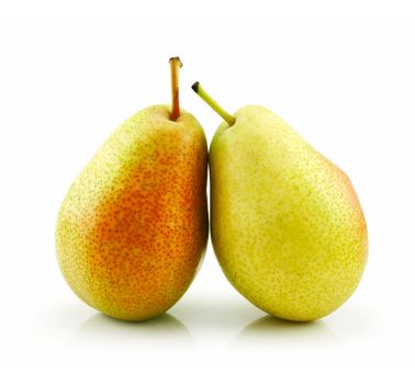 Two Ripe Pears Isolated on White Background