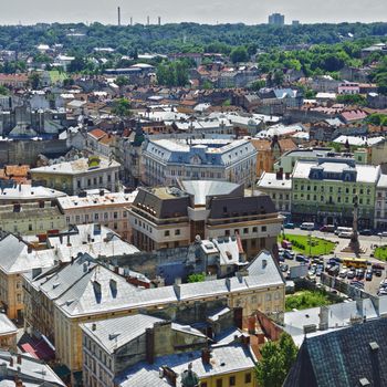 lviv at summer, view from City Hall