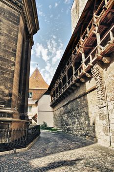 narrow cozy street of old town Lviv, Ukraine