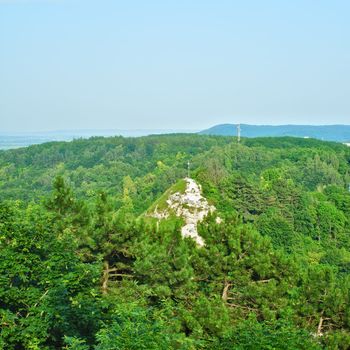 lviv bald mountain at summer, aerial view