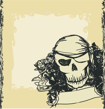 Skull Pirate - retro card