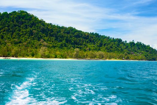 Andaman Sea in Thailand, clear water at sunny day