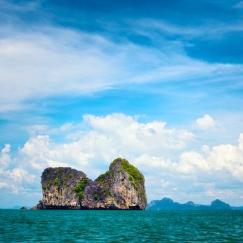 tall cliff with trees at Andaman Sea, Thailand