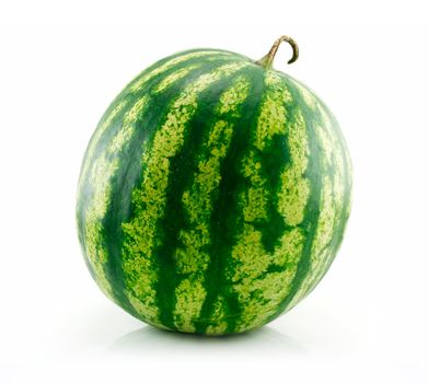 Ripe Green Watermelon Isolated on White Background