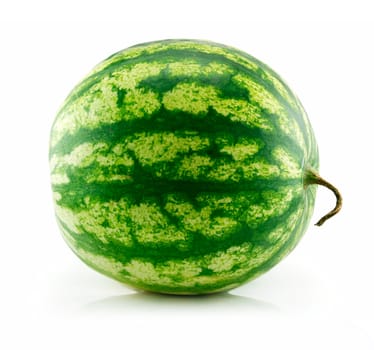 Ripe Green Watermelon Isolated on White Background