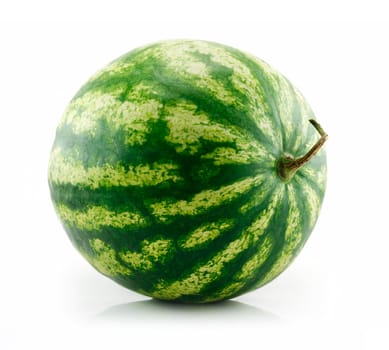 Ripe Green Watermelon Isolated on White Background