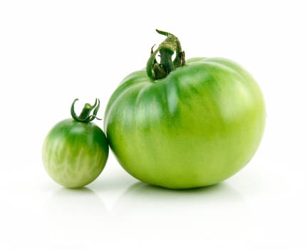 Two Ripe Green Tomatoes Isolated on White Background