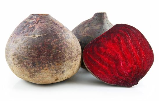 Ripe Sliced Beet Isolated on White Background