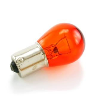 Medical orange light bulb isolated on a white background