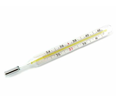 Clinical mercury thermometer isolated on a white background