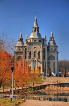 Church on a blue sky background. HDR image.