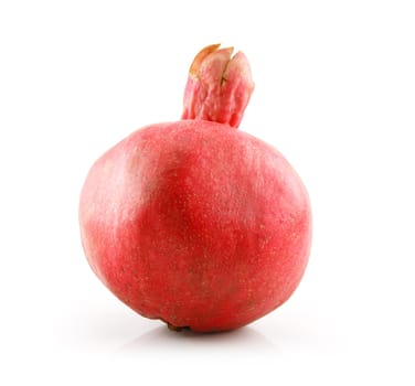 Ripe Red Pomegranate Fruit Isolated on White Background
