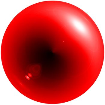 Abstract red sphere with shadow and glare isolated