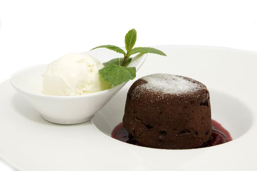 chocolate dessert of ice cream on a white background
