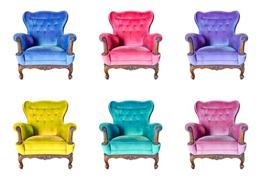 set of vintage luxury armchair isolated