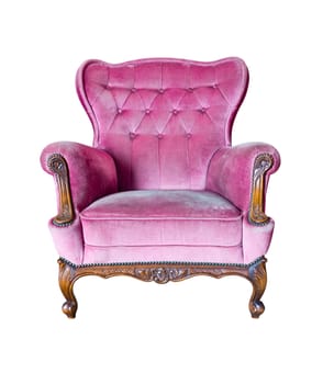 vintage pink luxury armchair isolated with clipping path