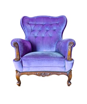 vintage purple luxury armchair isolated with clipping path