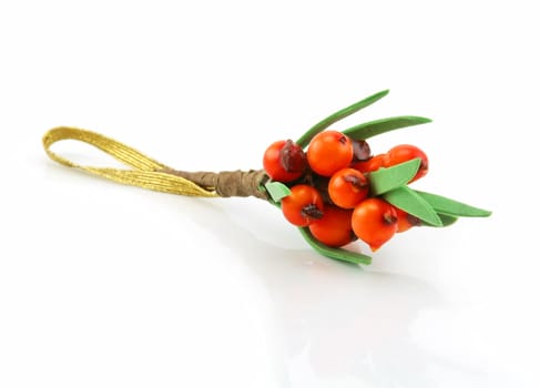 Sea-buckthorn Bunch Isolated on White Background