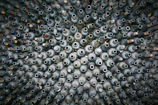 Close up shot of a wine cellar