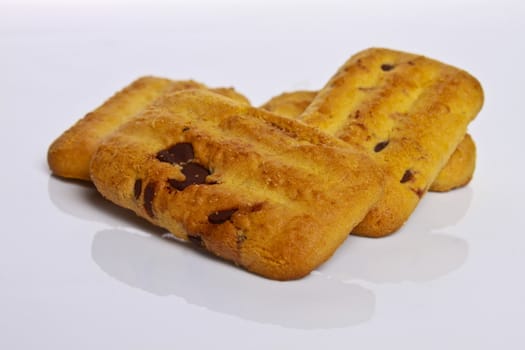 chocolate chip cookies on a white background