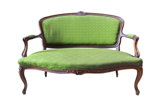 vintage green luxury armchair isolated with clipping path