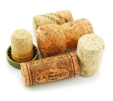 Group of corks isolated on a white background