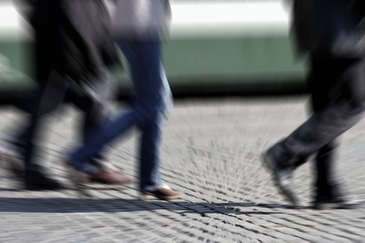 group of walking people