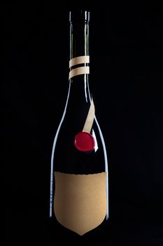 An image of bottle of wine on black background