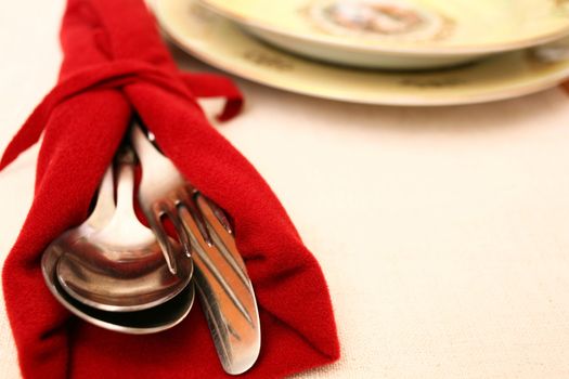 Stock Photo: Dinner Place Setting close up