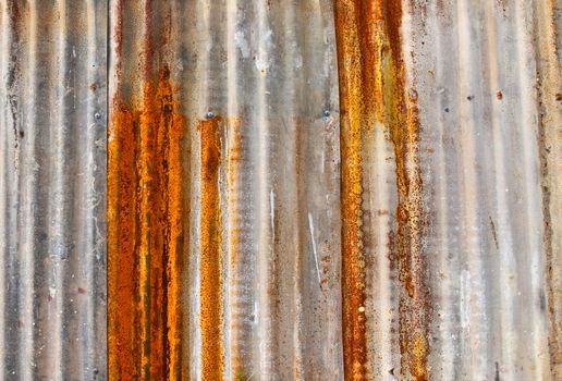 Old rusted corrugated metal wall