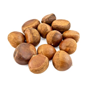 A pile of chestnuts isolated on white background