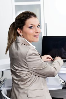 business woman with computer