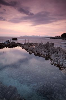 Dusk in Cap d'Antibes in south of France.