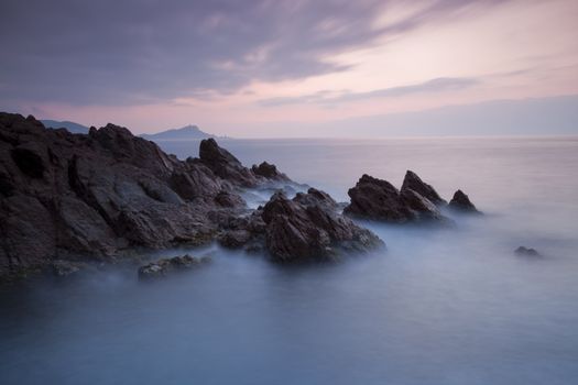 Sunrise in the clear waters of southern France