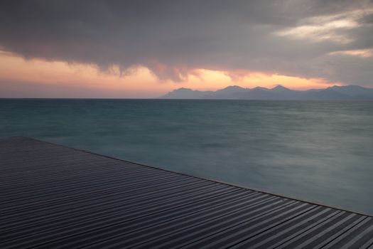 Sunset behind the mountains of the Esterel in south of France.