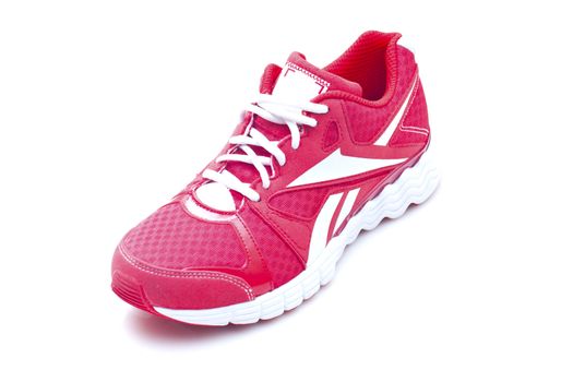 Red running sports shoes