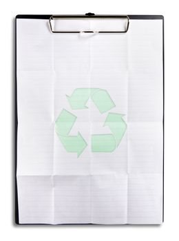 recycle paper on clipboard isolated on white