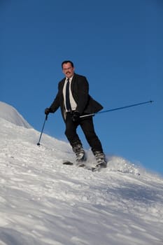 Business man on ski