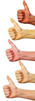 thumb up hands sign over white background, isolated