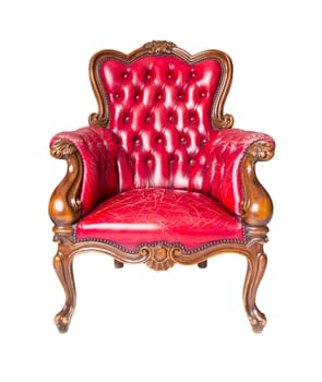 luxury red leather armchair isolated