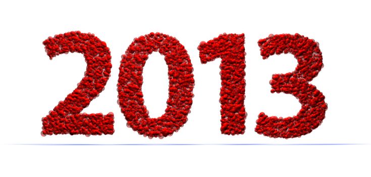 2013 new year modeled with tridimensional red bubles