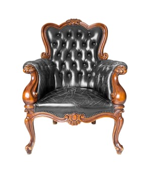 luxury black leather armchair isolated