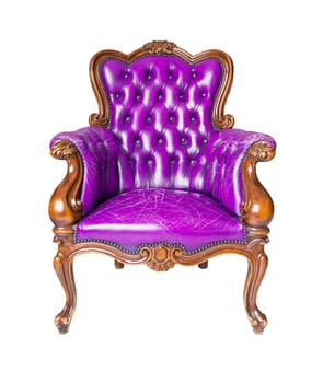 luxury purple leather armchair isolated