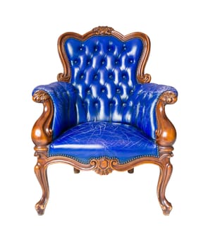 luxury blue leather armchair isolated