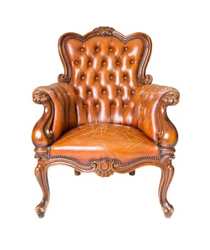 luxury brown leather armchair isolated