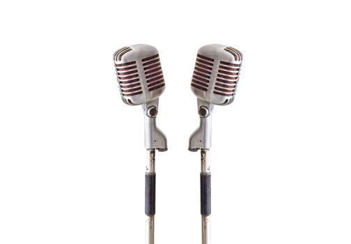 vintage microphone isolated on white background