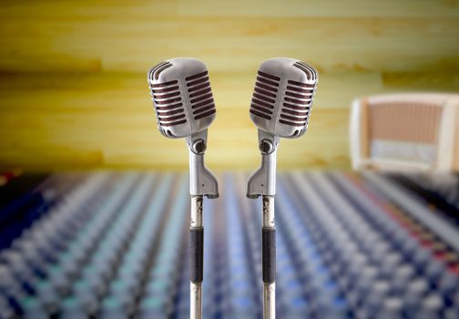 vintage microphone in sound record room